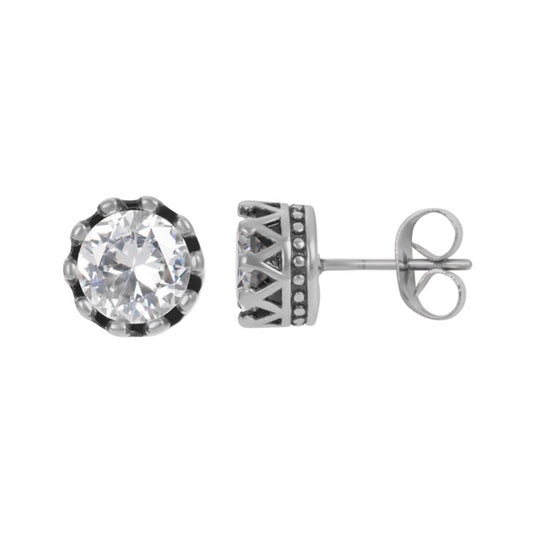 Crown Silver Ear Stud